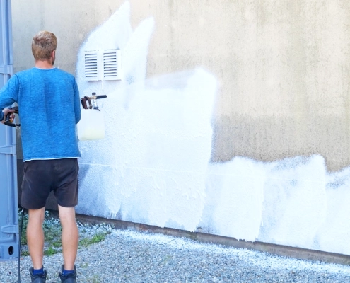 A Jazz vendégház szigetelt homlokzatának tisztítása