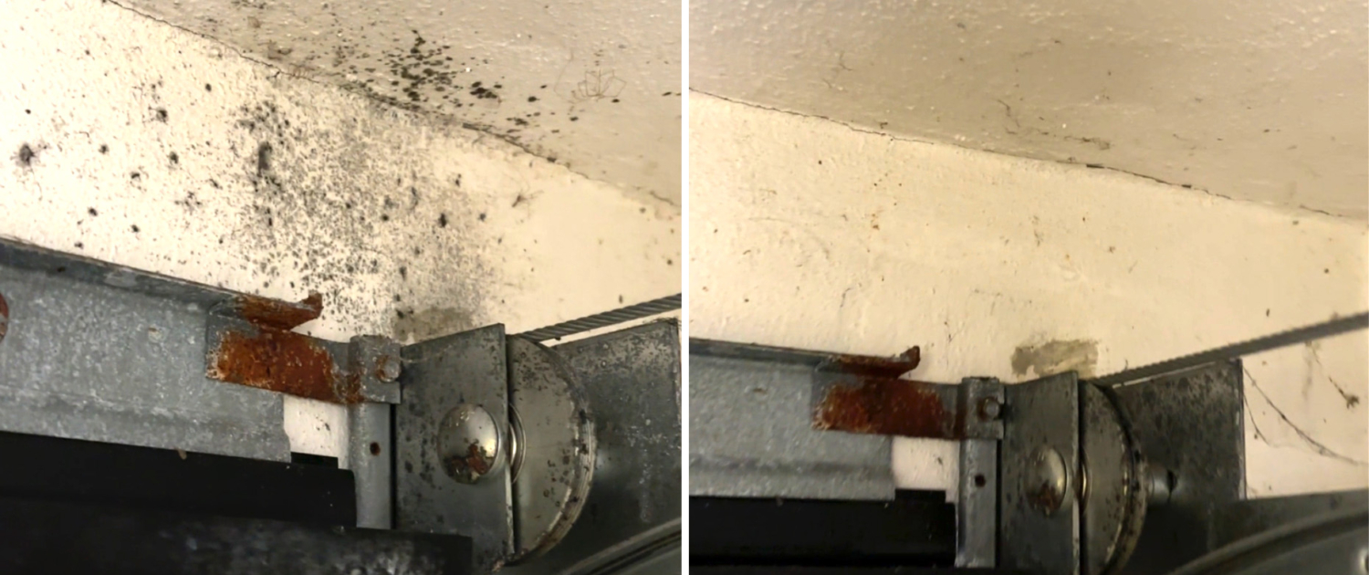 plesen garaz pred a po Garázs penészmentesítése – előtte és utána állapot